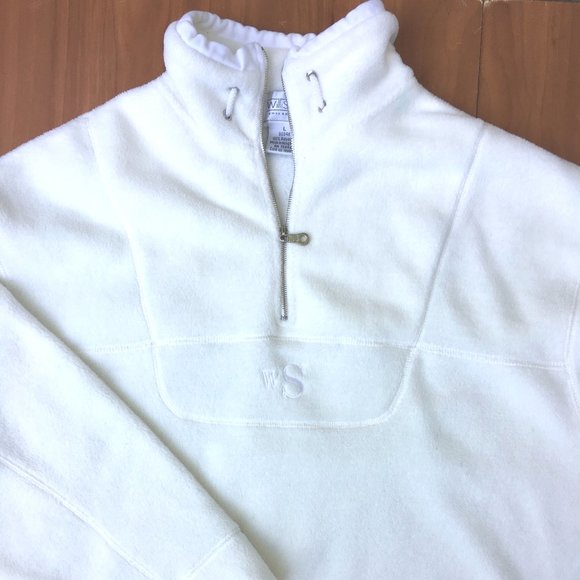 Vintage 🏔️Willi Smith Collection ¼ Zip Plush Ivory Fleece Sweatshirt - L - Picture 2 of 3